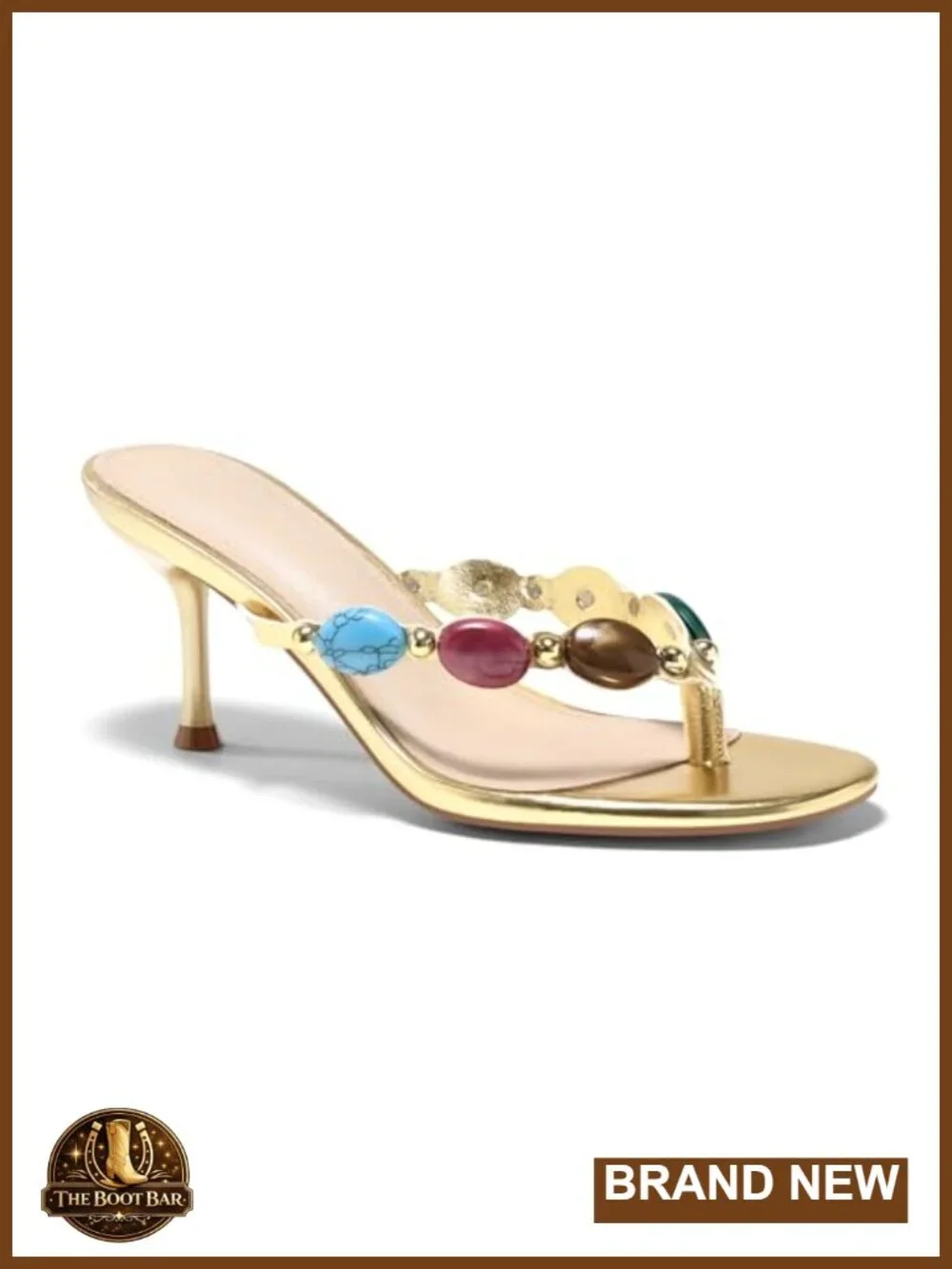 Womens Jeweled Heeled Sandals Kitten Heel Stiletto Flip Flop Slides